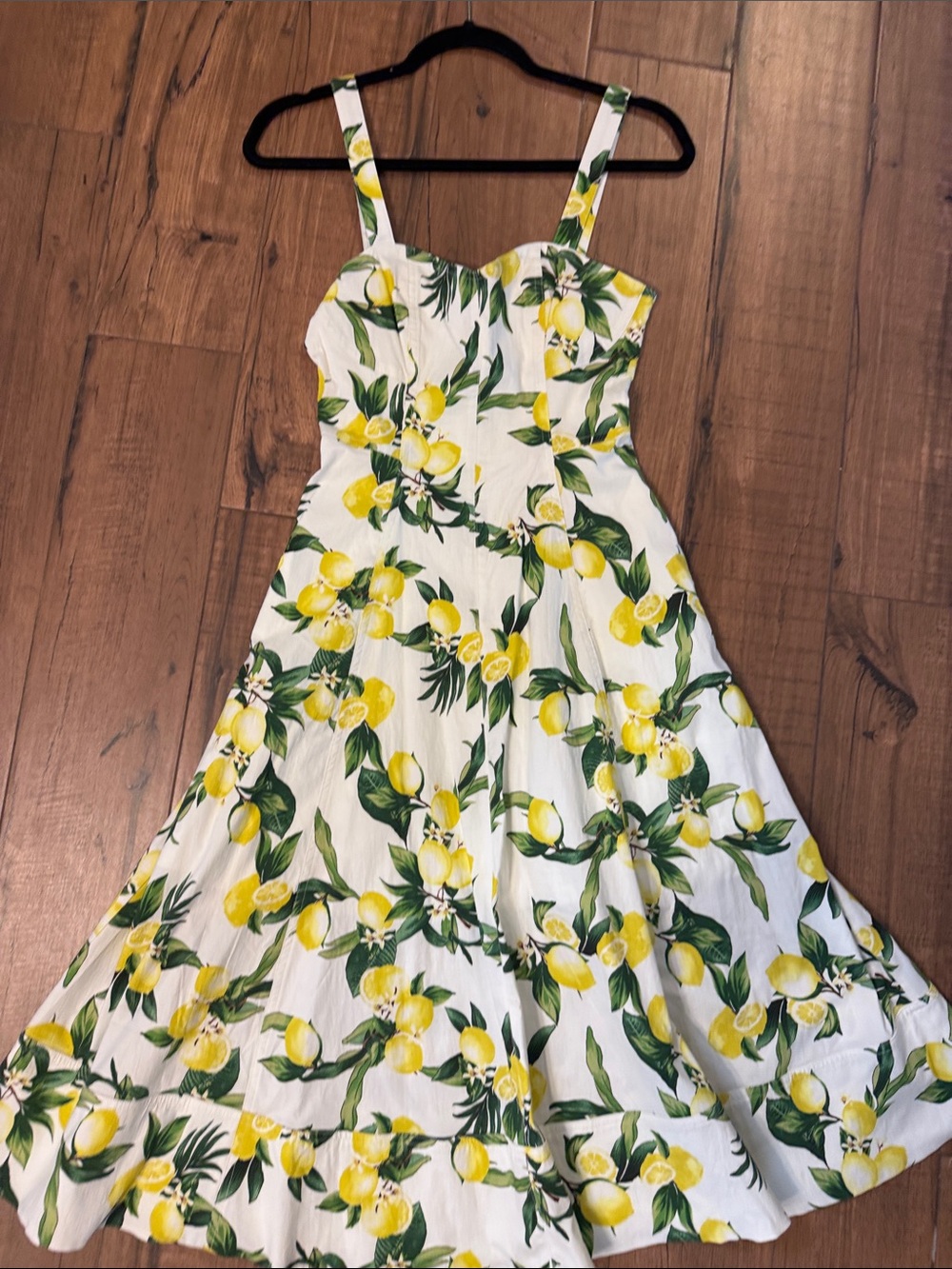 NWT Avec Les Filles White Midi Dress with Yellow Lemon Print 🍋 Sz 2
